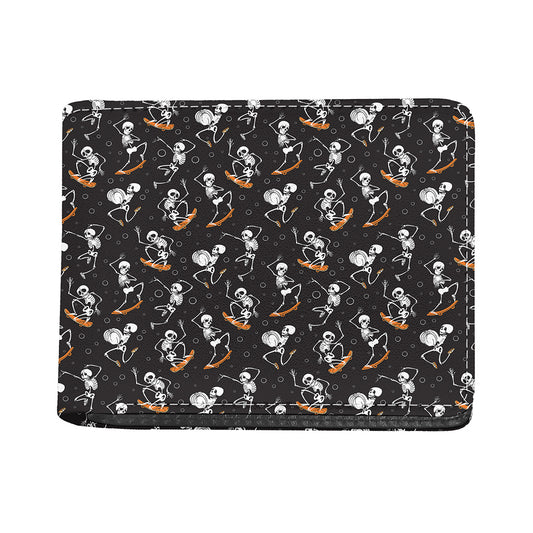 Skateboarding Skeleton Pattern Print Bifold Wallet