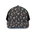 Skateboarding Skeleton Pattern Print Black Mesh Trucker Hat
