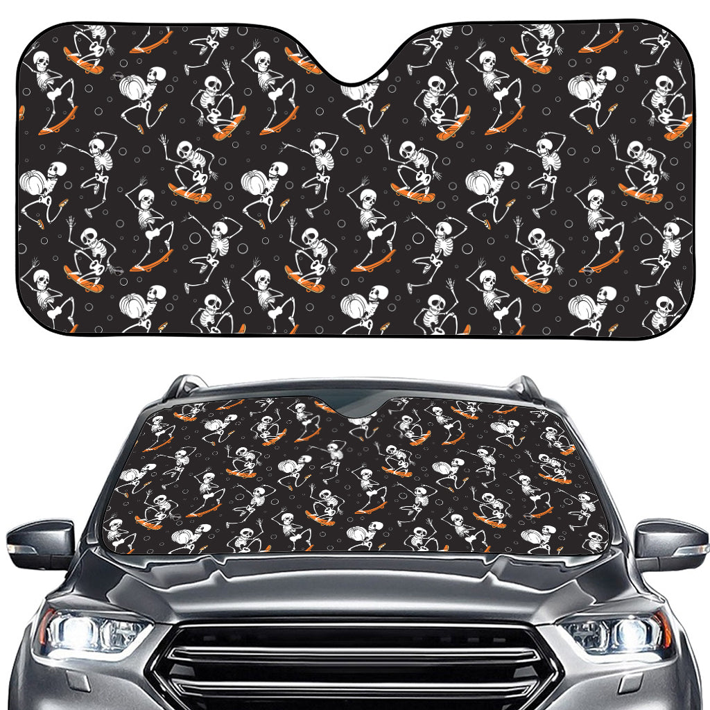 Skateboarding Skeleton Pattern Print Car Windshield Sun Shade