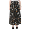 Skateboarding Skeleton Pattern Print Chiffon Maxi Skirt