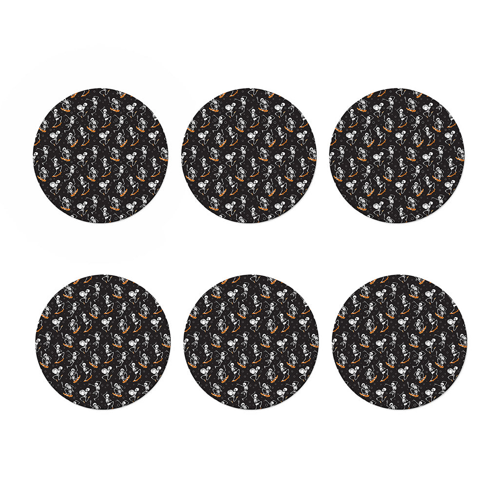 Skateboarding Skeleton Pattern Print Coaster Set