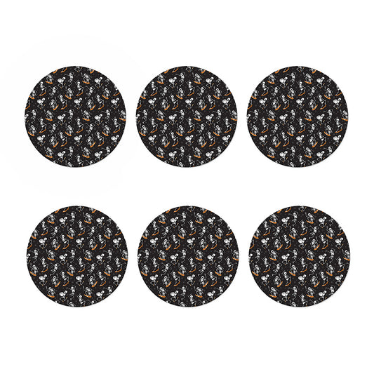 Skateboarding Skeleton Pattern Print Coaster Set