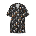 Skateboarding Skeleton Pattern Print Cotton Hawaiian Shirt