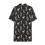 Skateboarding Skeleton Pattern Print Cotton Hawaiian Shirt