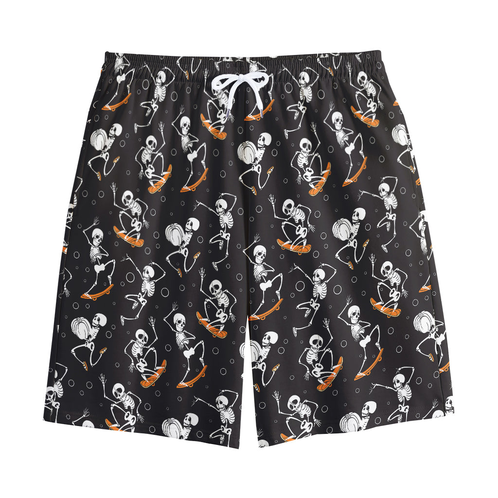 Skateboarding Skeleton Pattern Print Cotton Shorts