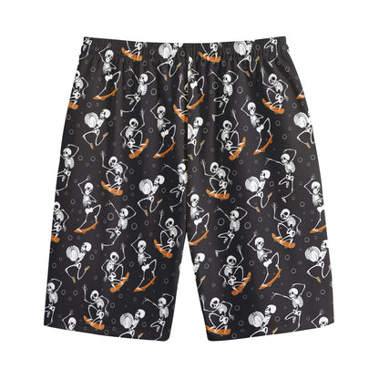 Skateboarding Skeleton Pattern Print Cotton Shorts
