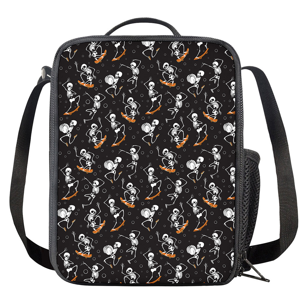 Skateboarding Skeleton Pattern Print Crossbody Lunch Bag
