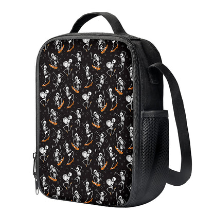 Skateboarding Skeleton Pattern Print Crossbody Lunch Bag