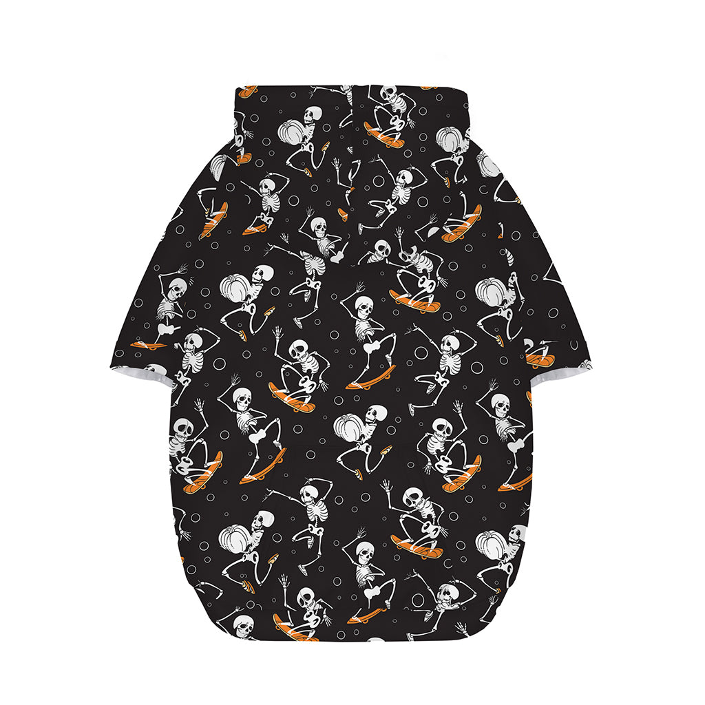 Skateboarding Skeleton Pattern Print Dog Zip Up Hoodie