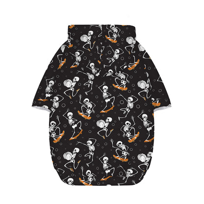 Skateboarding Skeleton Pattern Print Dog Zip Up Hoodie