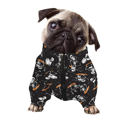 Skateboarding Skeleton Pattern Print Dog Zip Up Jacket