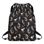 Skateboarding Skeleton Pattern Print Drawstring Backpack