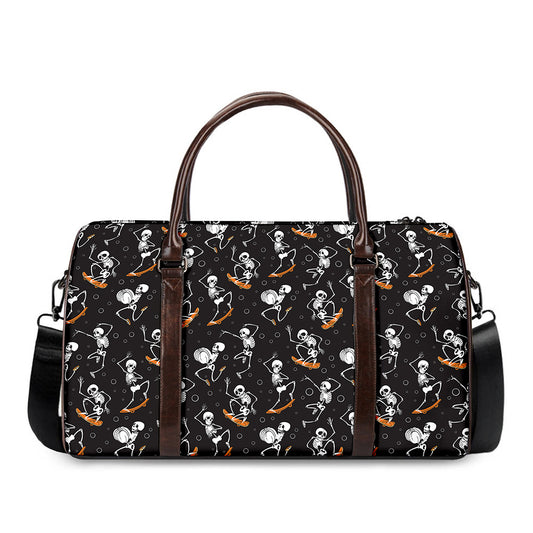 Skateboarding Skeleton Pattern Print Duffle Bag
