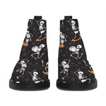 Skateboarding Skeleton Pattern Print Flat Ankle Boots