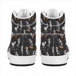Skateboarding Skeleton Pattern Print High Top Leather Sneakers