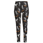 Skateboarding Skeleton Pattern Print High-Waisted Pocket Leggings