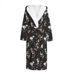 Skateboarding Skeleton Pattern Print Hooded Bathrobe