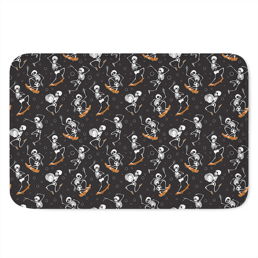 Skateboarding Skeleton Pattern Print Indoor Door Mat