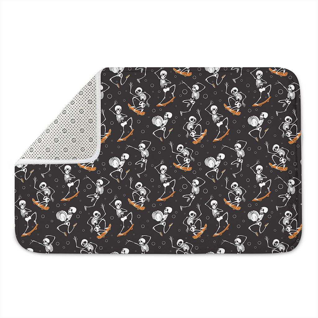 Skateboarding Skeleton Pattern Print Indoor Door Mat