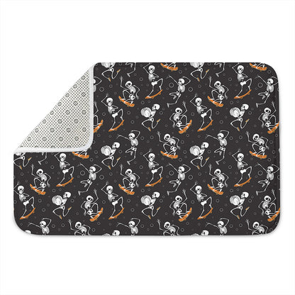Skateboarding Skeleton Pattern Print Indoor Door Mat