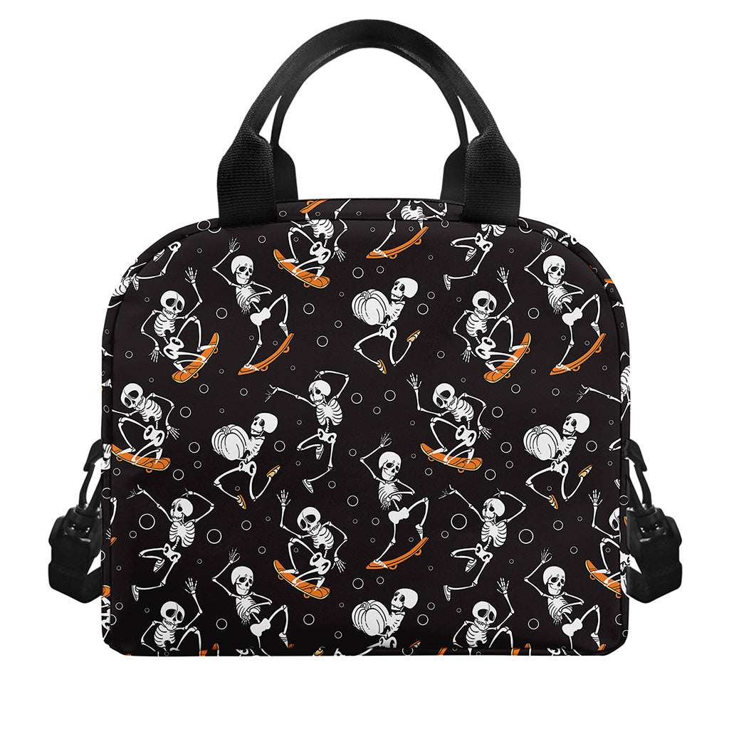 Skateboarding Skeleton Pattern Print Insulated Lunch Bag