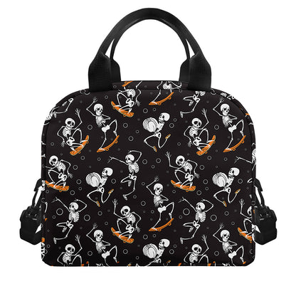 Skateboarding Skeleton Pattern Print Insulated Lunch Bag