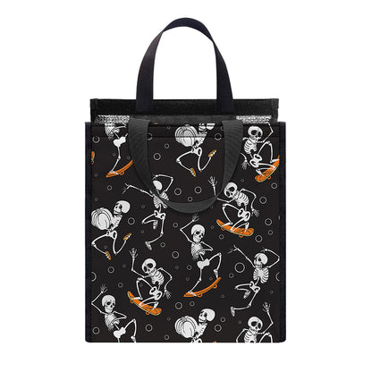 Skateboarding Skeleton Pattern Print Insulated Lunch Tote