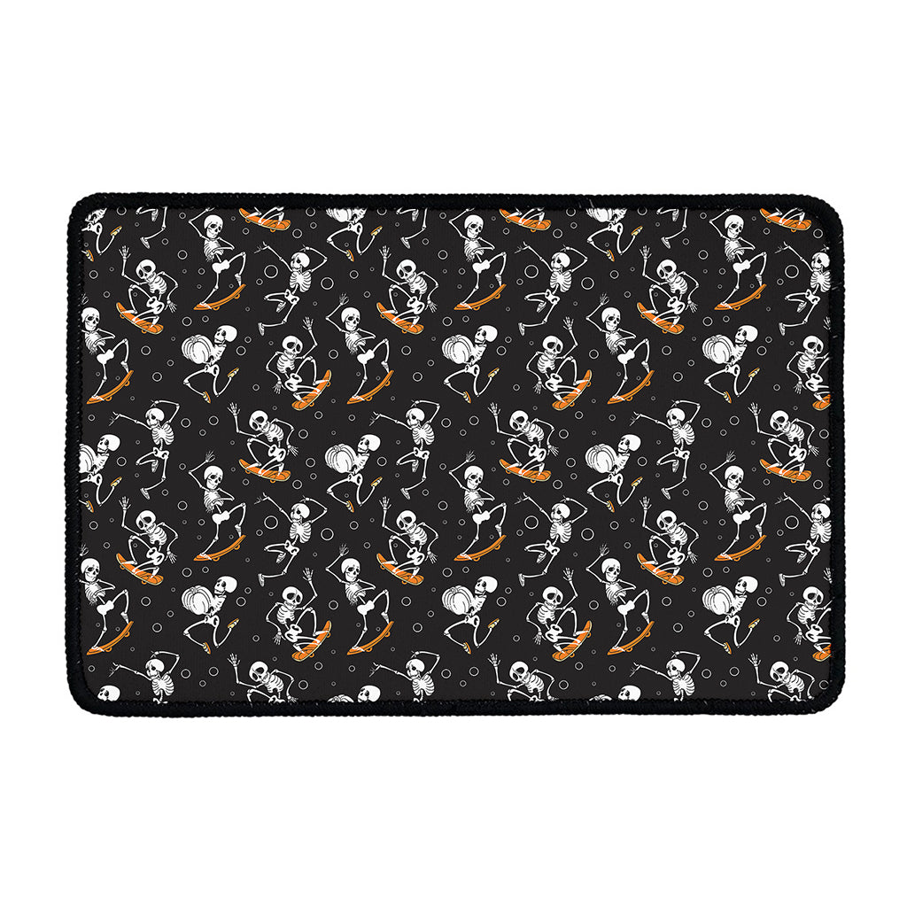 Skateboarding Skeleton Pattern Print Kitchen Mat