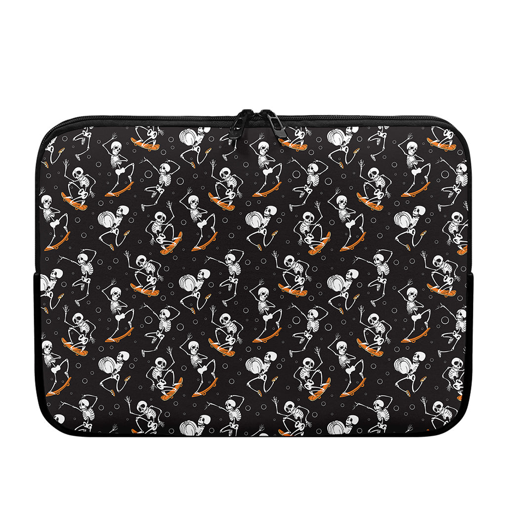 Skateboarding Skeleton Pattern Print Laptop Sleeve