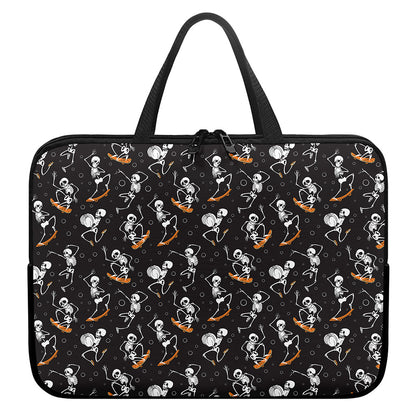 Skateboarding Skeleton Pattern Print Laptop Sleeve With Handle