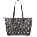 Skateboarding Skeleton Pattern Print Leather Tote Bag With Zipper