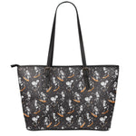 Skateboarding Skeleton Pattern Print Leather Tote Bag