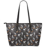 Skateboarding Skeleton Pattern Print Leather Tote Bag