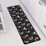 Skateboarding Skeleton Pattern Print Long Kitchen Mat