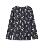 Skateboarding Skeleton Pattern Print Long Sleeve Short Coat