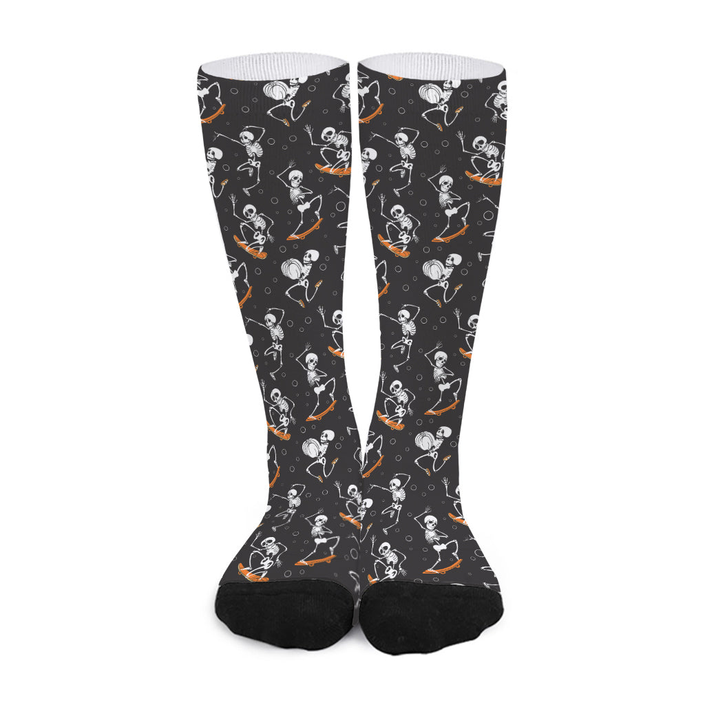 Skateboarding Skeleton Pattern Print Long Socks
