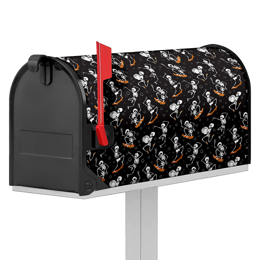 Skateboarding Skeleton Pattern Print Mailbox Cover