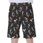 Skateboarding Skeleton Pattern Print Men's Beach Shorts