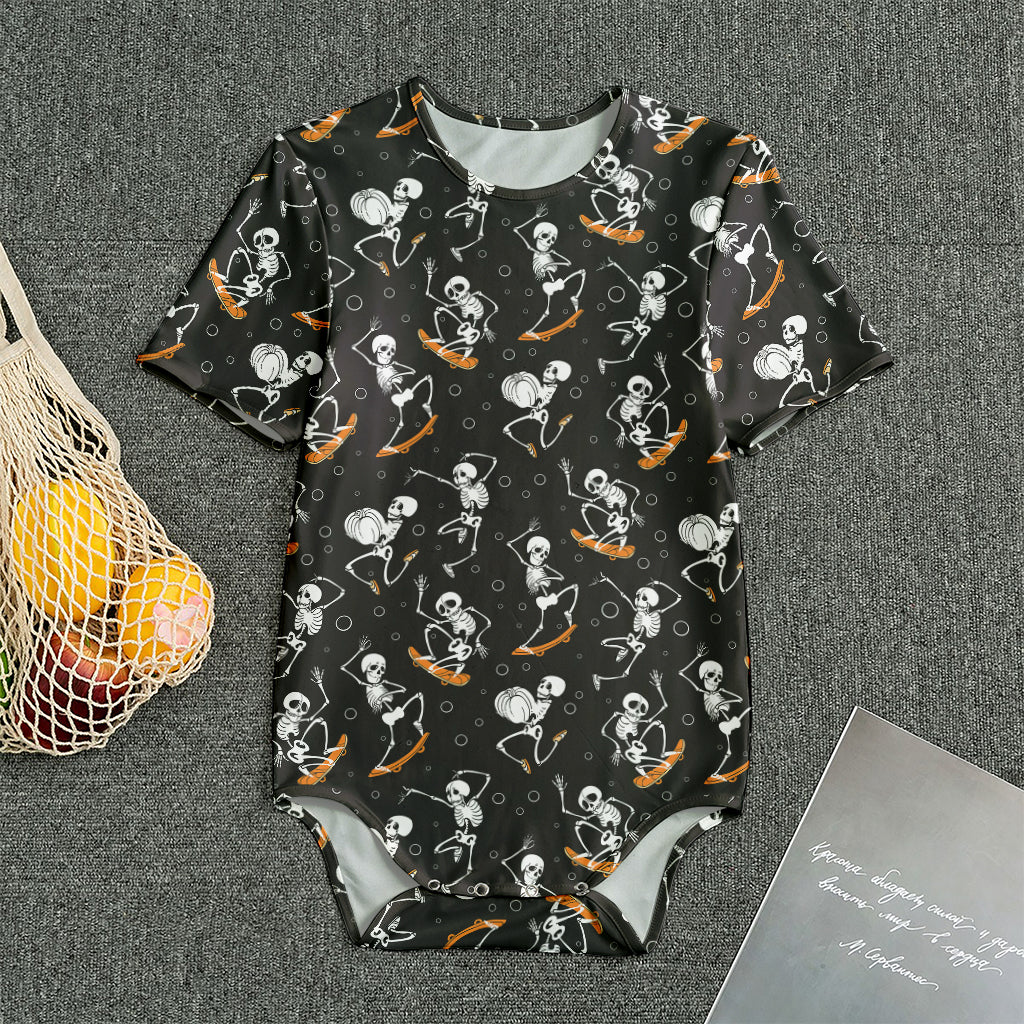 Skateboarding Skeleton Pattern Print Men's Bodysuit