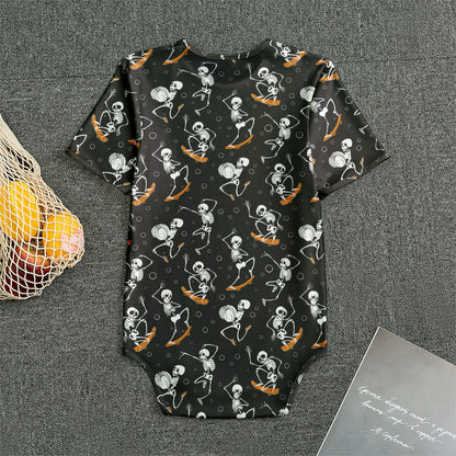 Skateboarding Skeleton Pattern Print Men's Bodysuit