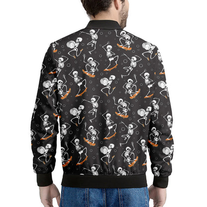 Skateboarding Skeleton Pattern Print Men's Bomber Jacket