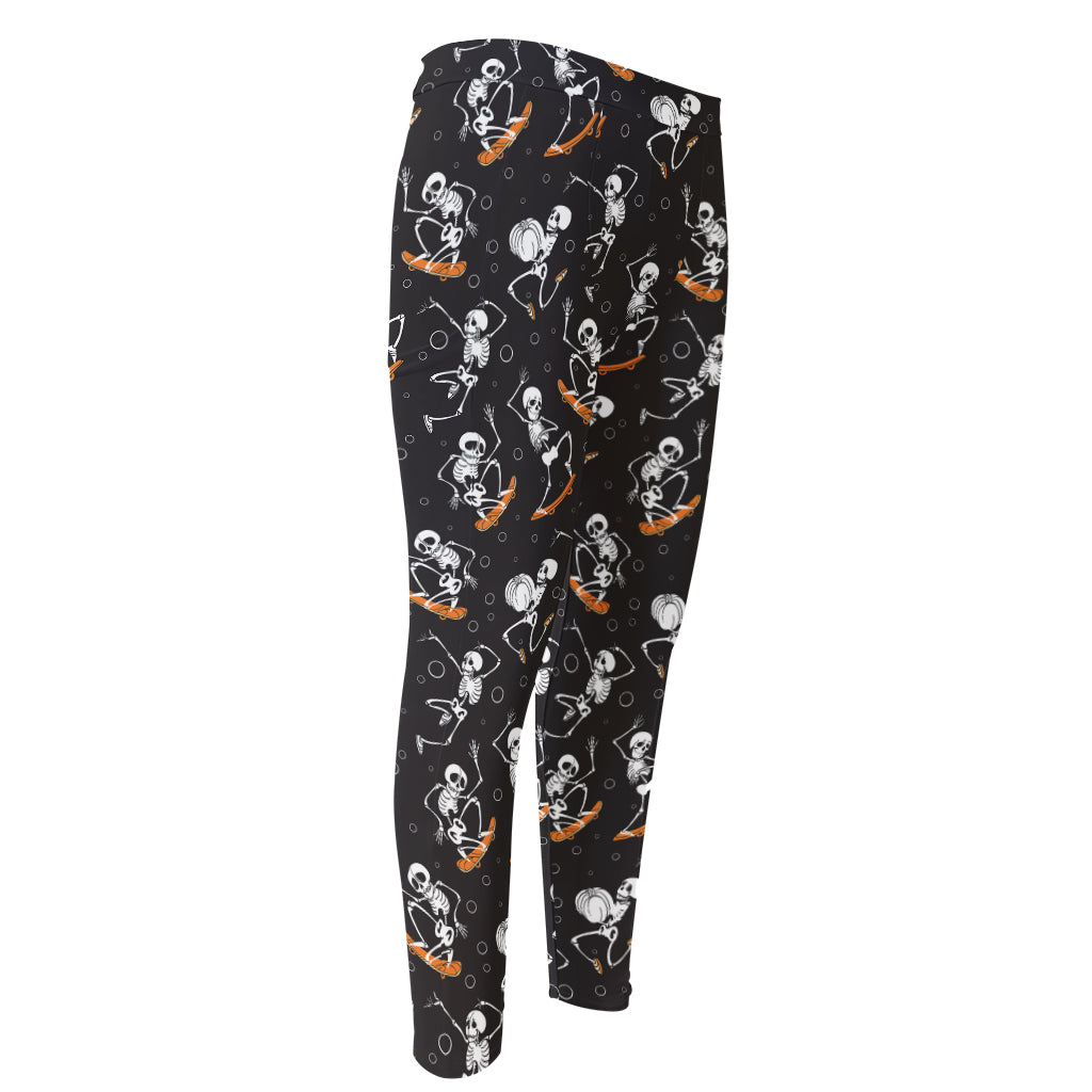 Skateboarding Skeleton Pattern Print Men's Compression Pants