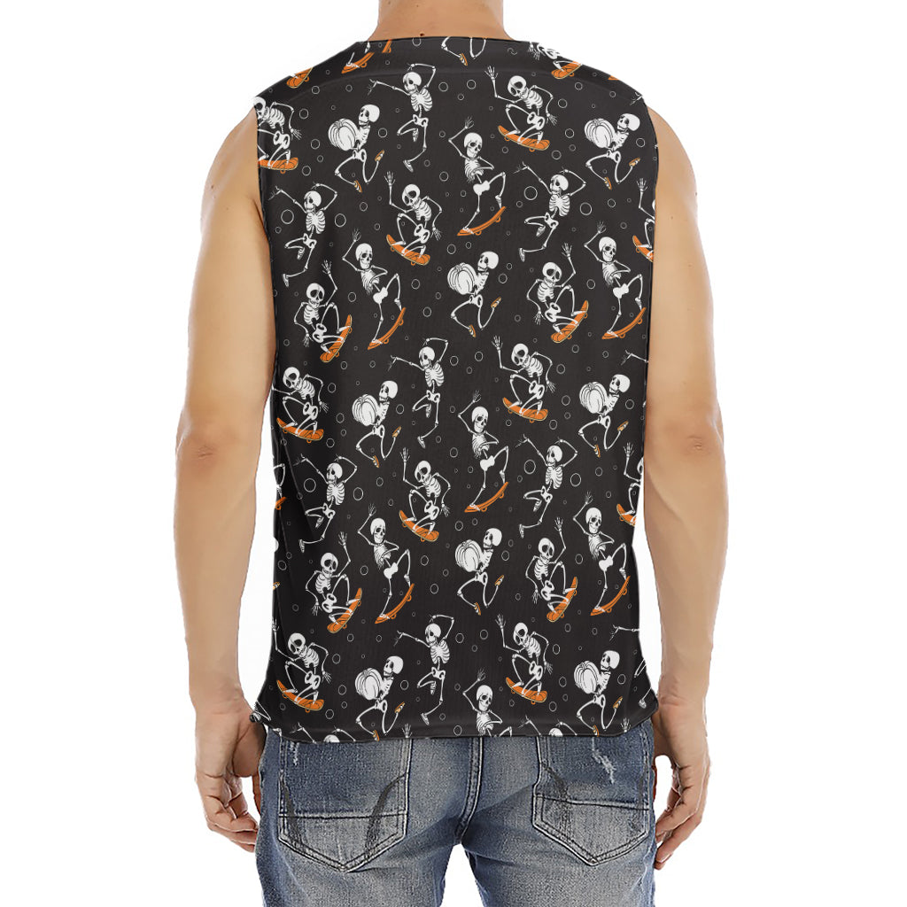 Skateboarding Skeleton Pattern Print Men's Fitness Tank Top