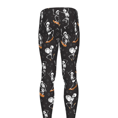 Skateboarding Skeleton Pattern Print Men's leggings