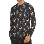 Skateboarding Skeleton Pattern Print Men's Long Sleeve Rash Guard