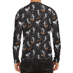 Skateboarding Skeleton Pattern Print Men's Long Sleeve Rash Guard