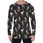 Skateboarding Skeleton Pattern Print Men's Long Sleeve T-Shirt