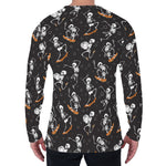Skateboarding Skeleton Pattern Print Men's Long Sleeve T-Shirt