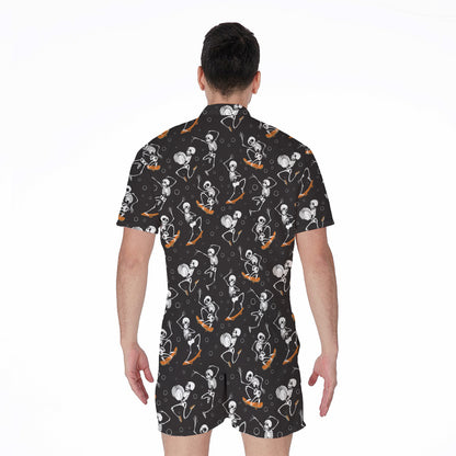 Skateboarding Skeleton Pattern Print Men's Rompers