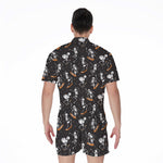 Skateboarding Skeleton Pattern Print Men's Rompers